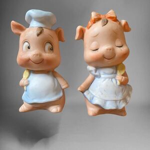 Vintage Pig Boy and Girl Salt and Pepper Shakers